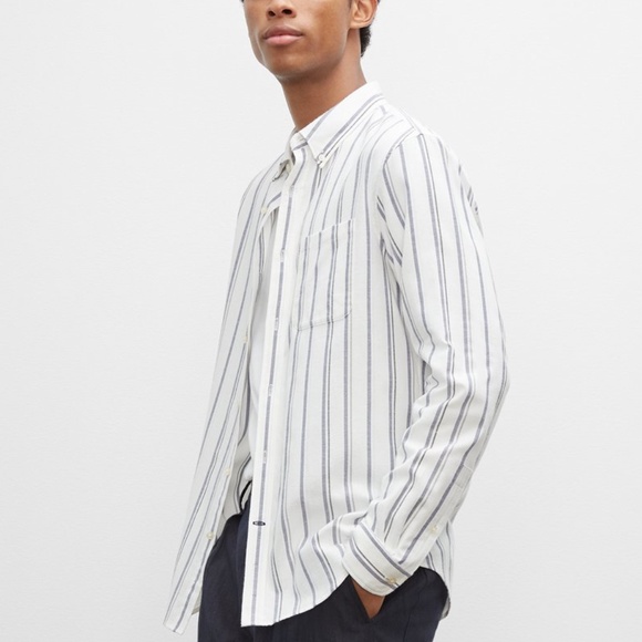 Long Sleeve Stripe Flannel Shirt - New With Tags - NEVER WORN - Blue Stripe